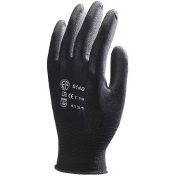 Gants polyester noir paume enduit PU - 6139/MECAGRIP - taille 9