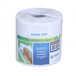 Bobine d'essuyage blanche feuilles - BLS450