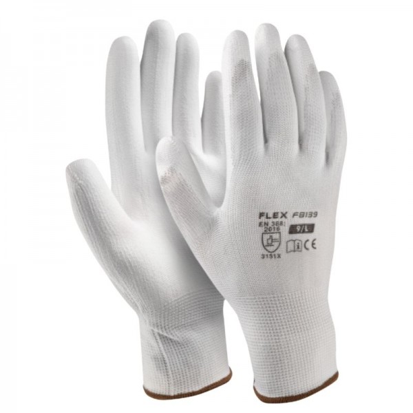 Gants enduits polyurethane blanc - Paquet de 12