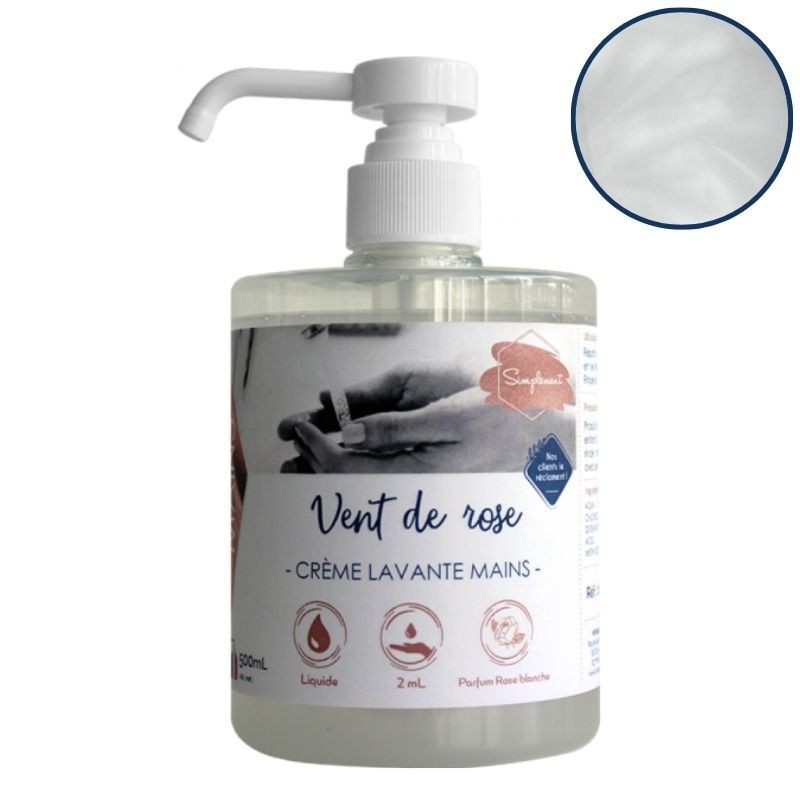 Savon crème mains - Vent de rose - Flacon 500ml avec pompe