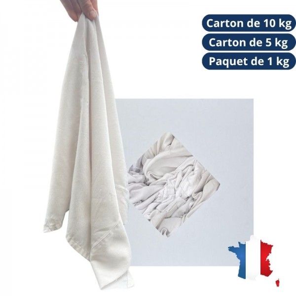 Chiffon d'essuyage blanc coton - B2 - carton de 10kg