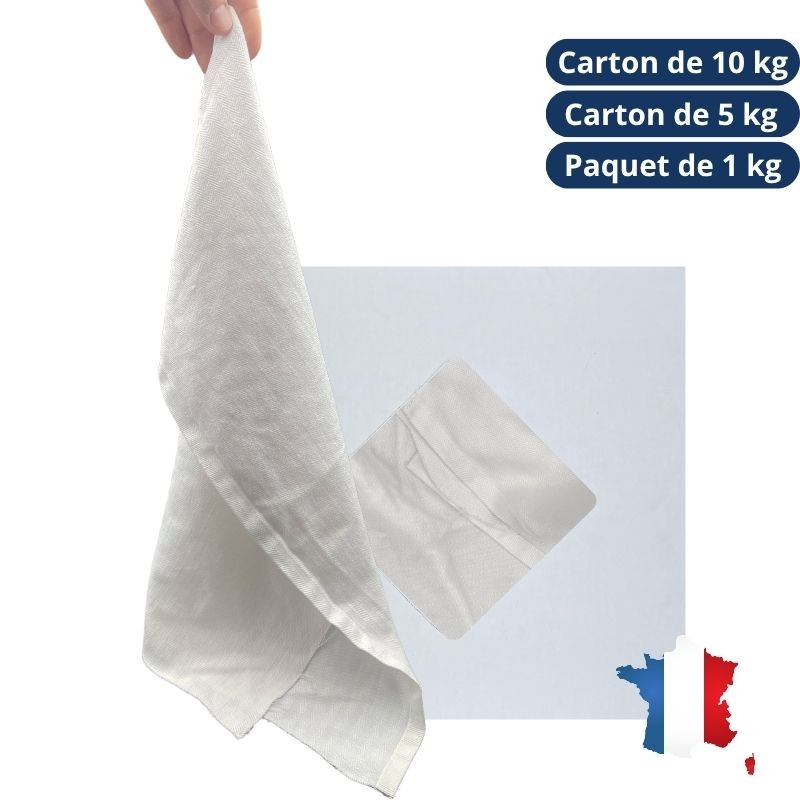 Chiffon d'essuyage extra blanc coton - B1 - carton de 10kg