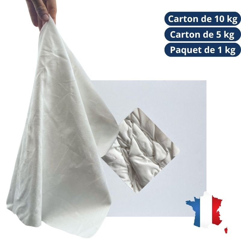 Chiffon d'essuyage nappes et serviettes blanche - SNB - carton de 10kg